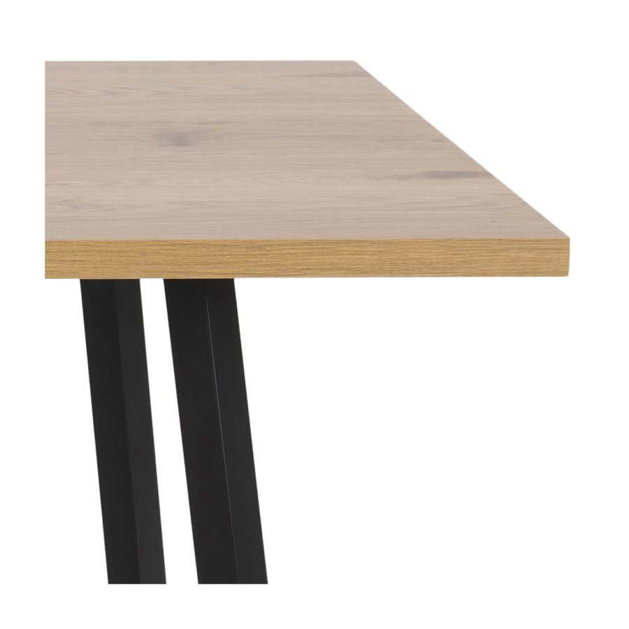 ACT NORDIC Rechteckiger Esstisch Cenny – natürliches Wildeichen-Melamin und schwarzes Metall (160 x 90)