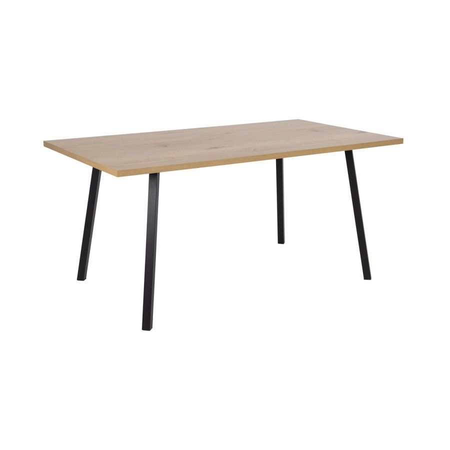 ACT NORDIC Rechteckiger Esstisch Cenny – natürliches Wildeichen-Melamin und schwarzes Metall (160 x 90)