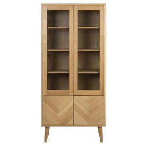 ACT NORDIC Nagano Vitrinskp, med 2 Luckor - Glas och Naturlig Ekfanér / Ek