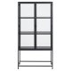 Act Nordic Seaford vitrineskab, m. 2 lger og 3 hylder - glas, sort melamin ask og sort metal