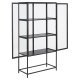 Act Nordic Seaford vitrineskab, m. 2 lger og 3 hylder - glas, sort melamin ask og sort metal