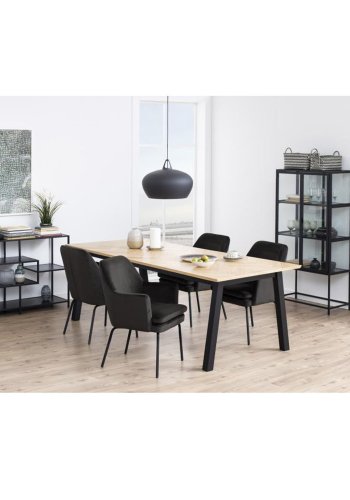 Act Nordic Seaford vitrineskab, m. 2 lger og 3 hylder - glas, sort melamin ask og sort metal