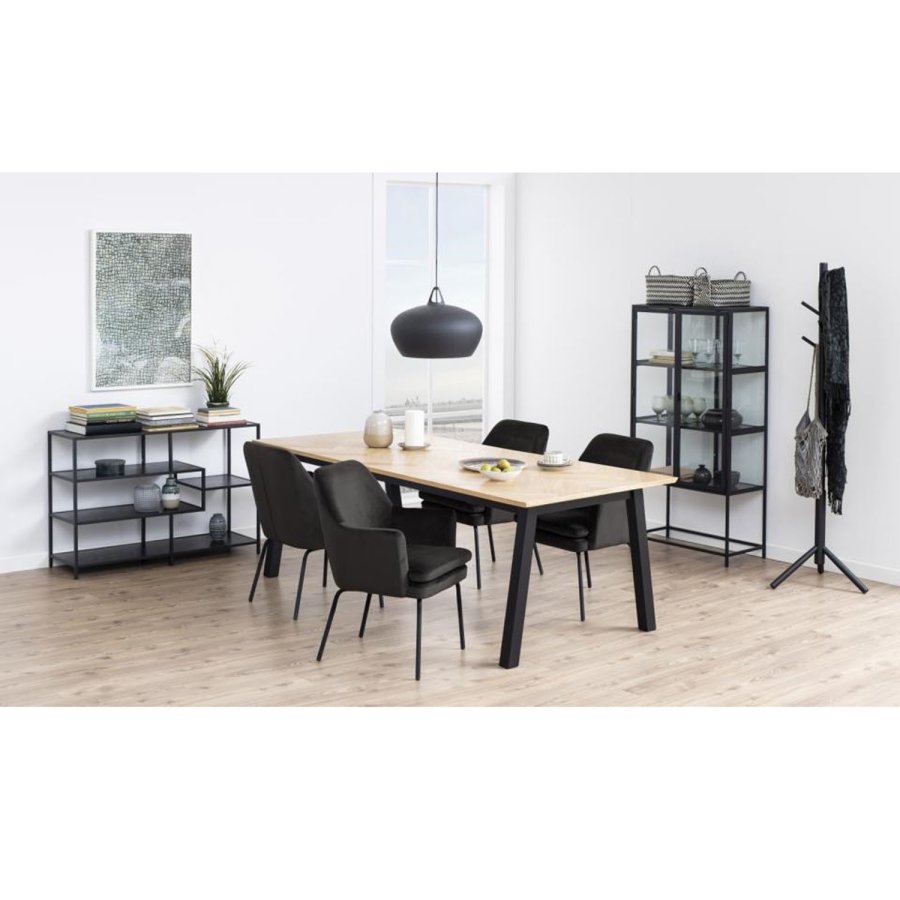 Act Nordic Seaford vitrineskab, m. 2 lger og 3 hylder - glas, sort melamin ask og sort metal