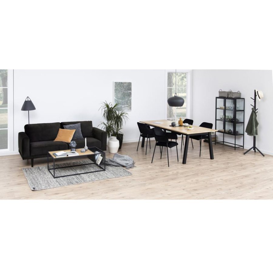 Act Nordic Seaford vitrineskab, m. 2 lger og 3 hylder - glas, sort melamin ask og sort metal