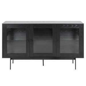 Act Nordic Angus sknk, m. 3 lger - klar glas, sort melamin og sort metal (140x40)