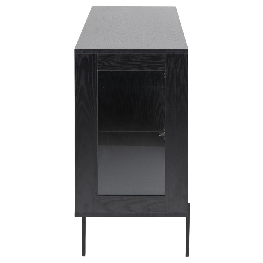 Act Nordic Angus sknk, m. 3 lger - klar glas, sort melamin og sort metal (140x40)