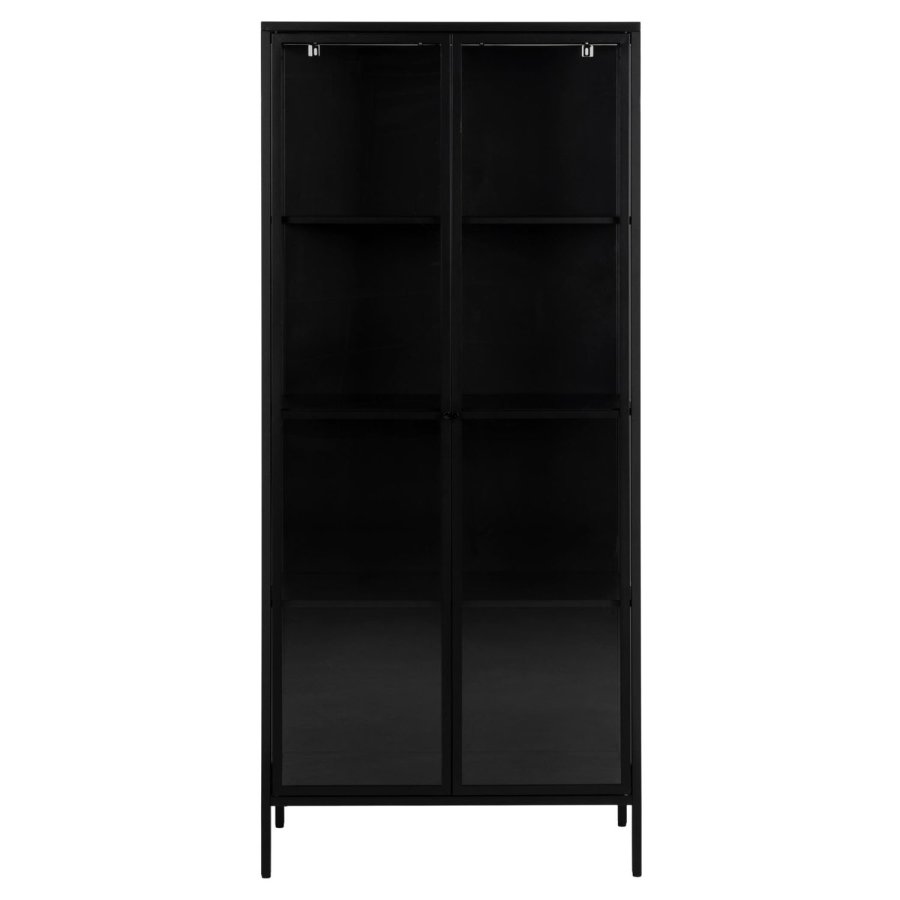 ACT NORDIC Newcastle vitrineskab, m. 2 glaslger - sort metal