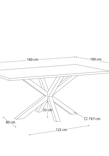 KAVE HOME Argo bord i melamin med hvit utfrelse og stlben med sort utfrelse 160 x 100 cm