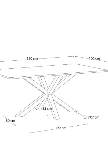 KAVE HOME Argo bord 180x100 cm, epoksy hvit og svart glass