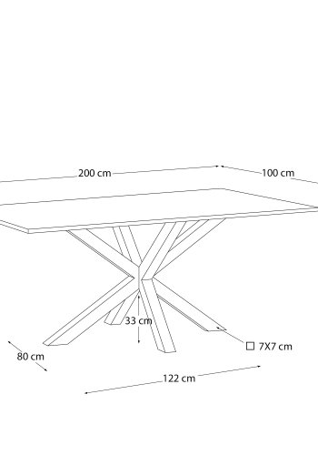 KAVE HOME Argo bord i Iron Moss-porselen og ben i rustfritt stl, 200 x 100 cm