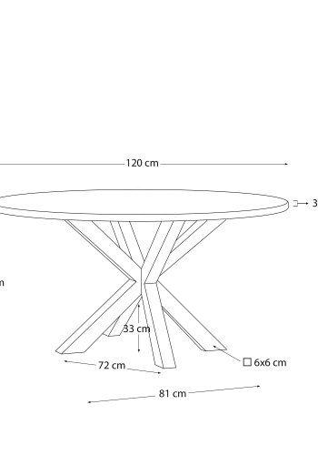 KAVE HOME Argo rundt bord i hvit melamin og stlben med sort finish 120 cm