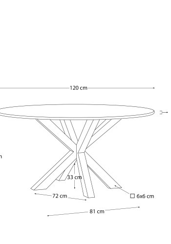 KAVE HOME Argo rundt bord i frostet svart glass og stlben med treeffekt, 120 cm