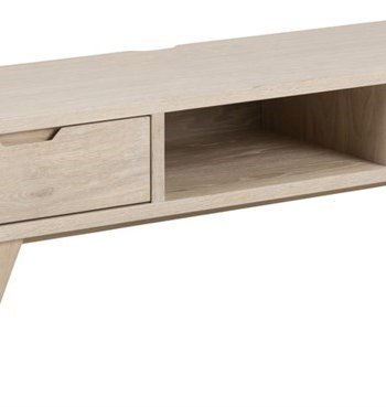 ACT NORDIC A-Line TV-bord, m. 2 skuffer og 1 rum - hvidpigmenteret egetrsfiner (150x40)