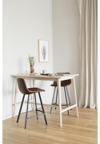 ROWICO Aubum barstol, m. rygln og fodsttte - brun kunstlder og sort metal