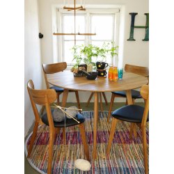 Ami spisebordsstol lakeret eg og sort PU lder