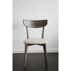Ami Spisebordsstol - Beige Stof og Brun Eg
