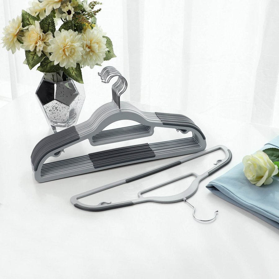 SONGMICS CRP20G50 t�jb�jler, skridsikre, s�lv 360� drejekrog - lysegr� og m�rkegr� plastik (s�t med 50)