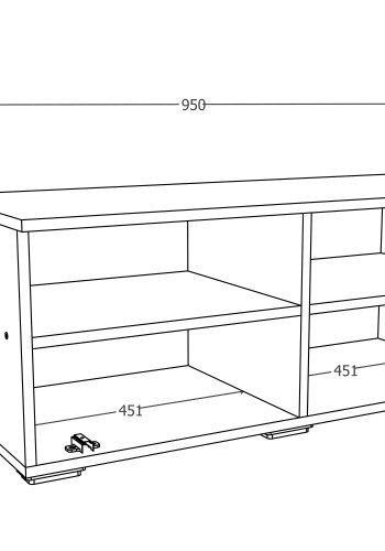 VCM NORDIC Arila XL TV-Tisch, m. 1 Tür und 4 Fächern - Holz weiß (115x40)