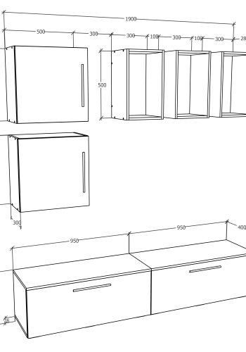 VCM NORDIC Arila L 7-teiliges Regalsystem, mit 4 Türen, 11 Fächern, 2 Einlegeböden - Weiß und Naturholz