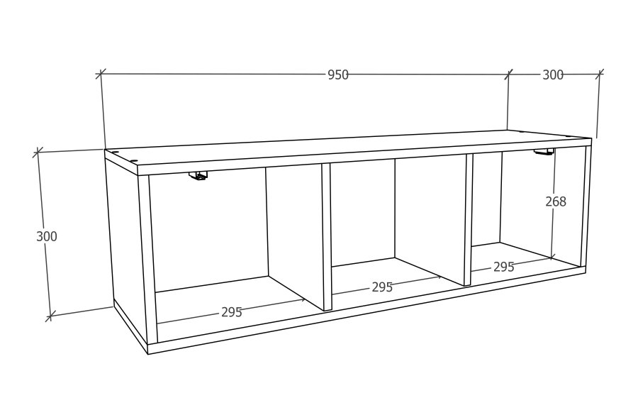 VCM NORDIC Arila L Hängeschrank, mit 1 Tür und 3 Fächern – Anthrazitgraues Holz