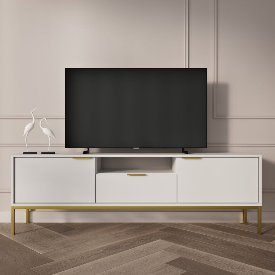 KOCOT Austin TV-Schrank 135 Wei & Gold