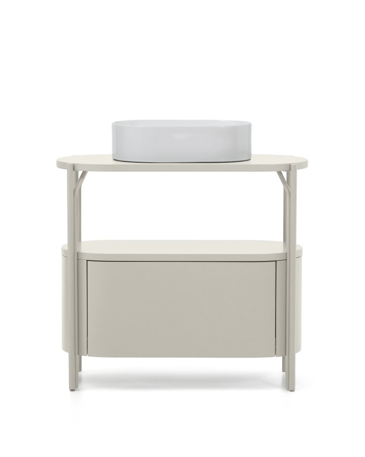 KAVE HOME Arely badev�relsesvaskeskab, m. 1 skuffe - hvid MDF og st�l (90x40)