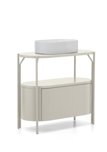 KAVE HOME Arely badev�relsesvaskeskab, m. 1 skuffe - hvid MDF og st�l (90x40)