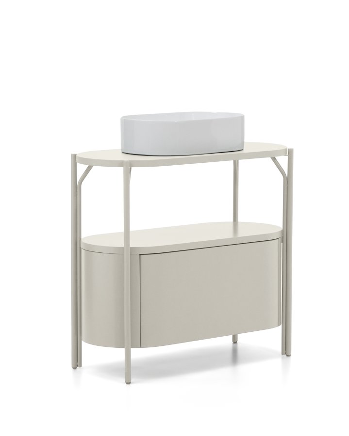 KAVE HOME Arely badev�relsesvaskeskab, m. 1 skuffe - hvid MDF og st�l (90x40)