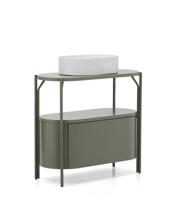 KAVE HOME Arely badev�relsesvaskeskab, m. 1 skuffe - gr�n MDF og st�l (90x40)