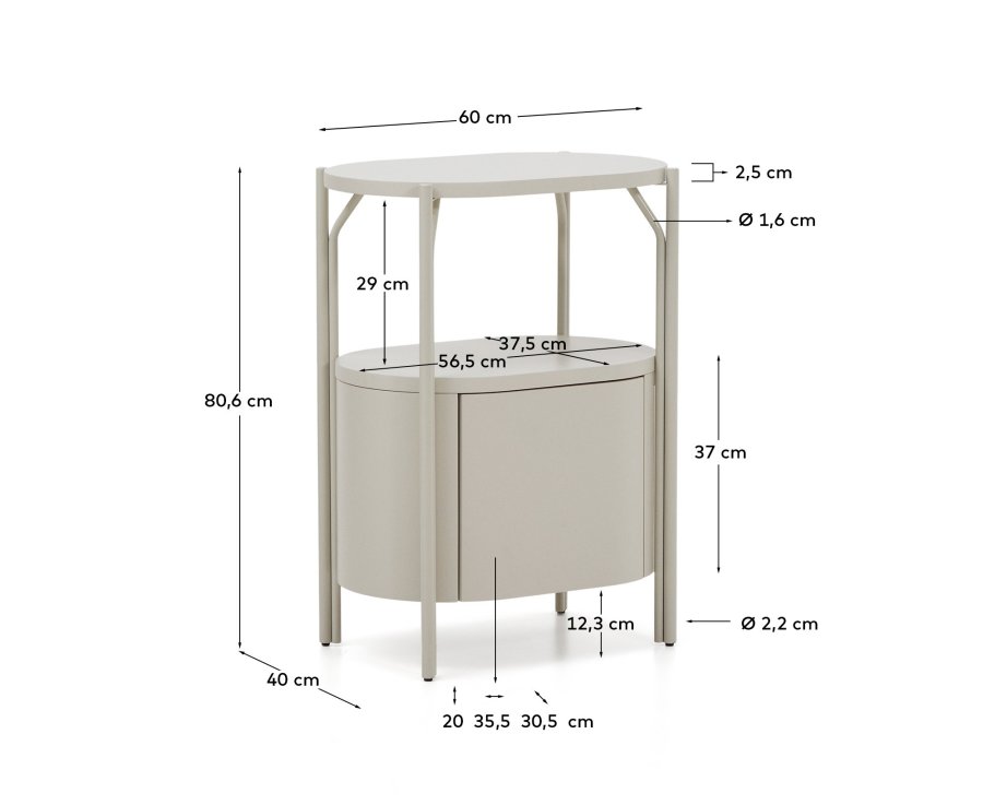KAVE HOME Arely badev�relsesvaskeskab, m. 1 skuffe - hvid MDF og st�l (60x40)