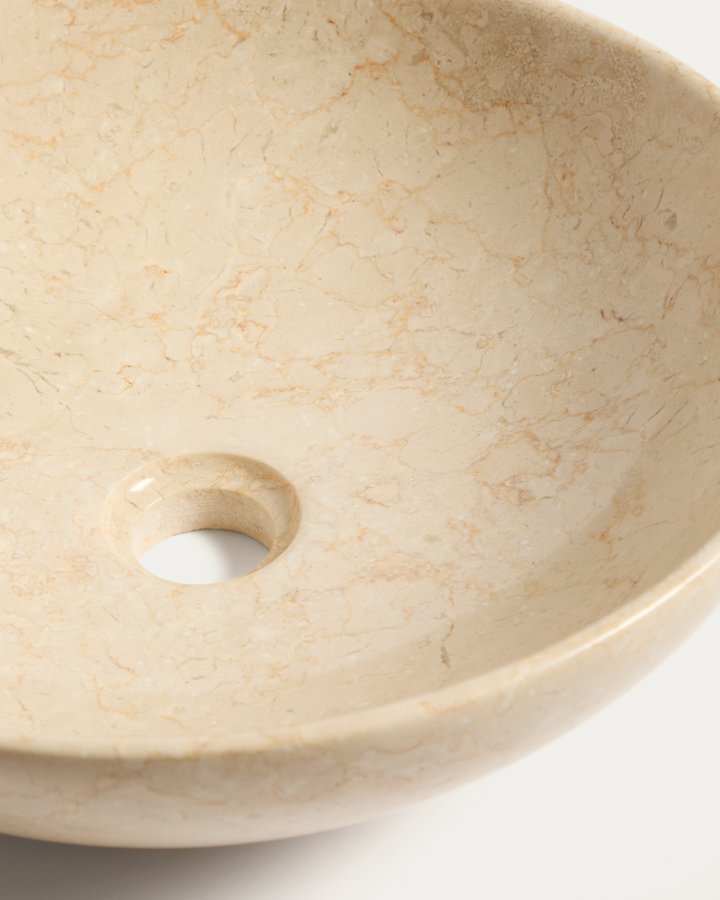KAVE HOME Darnen bordplade h�ndvask, rund - beige marmor (�40)