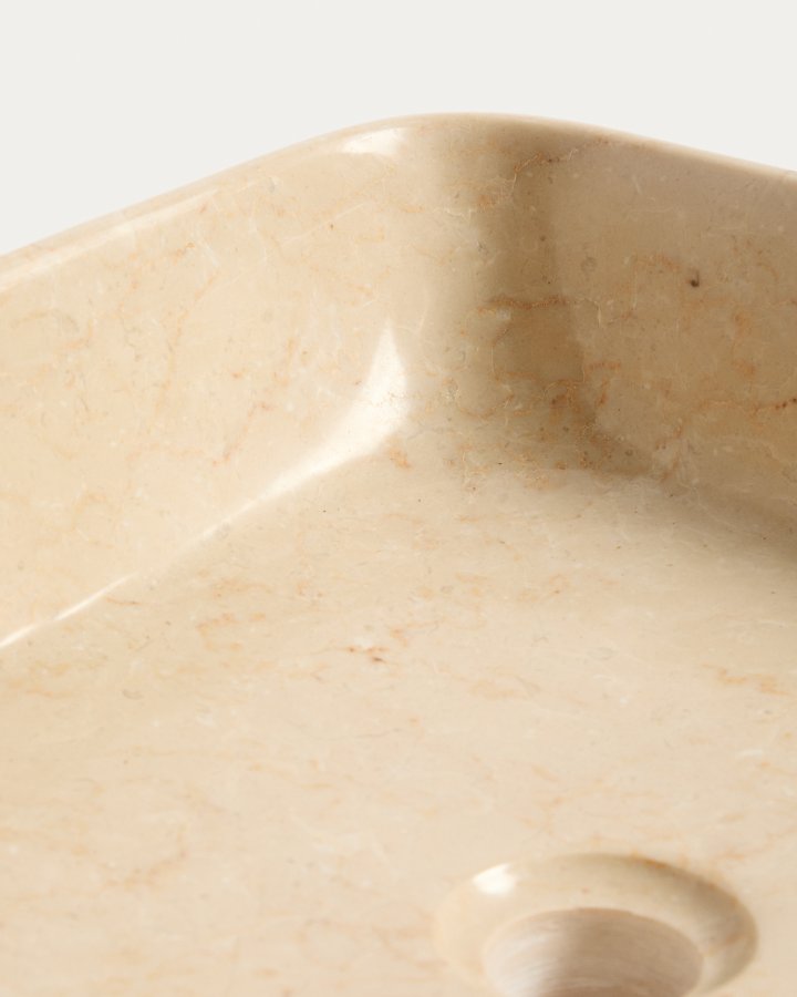 KAVE HOME Darnen bordplade h�ndvask, kvadratisk - beige marmor (40x40)