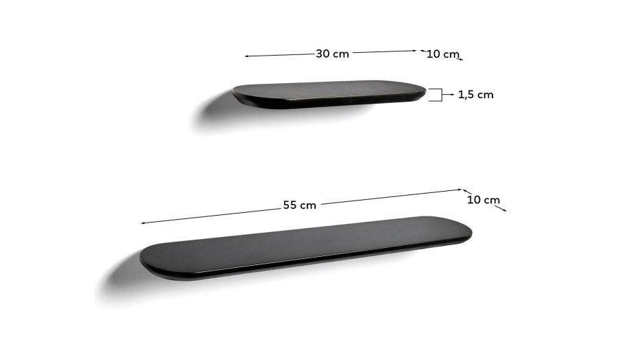 KAVE HOME Arely hylder - sort MDF (35cm/55cm) (s�t med 2)