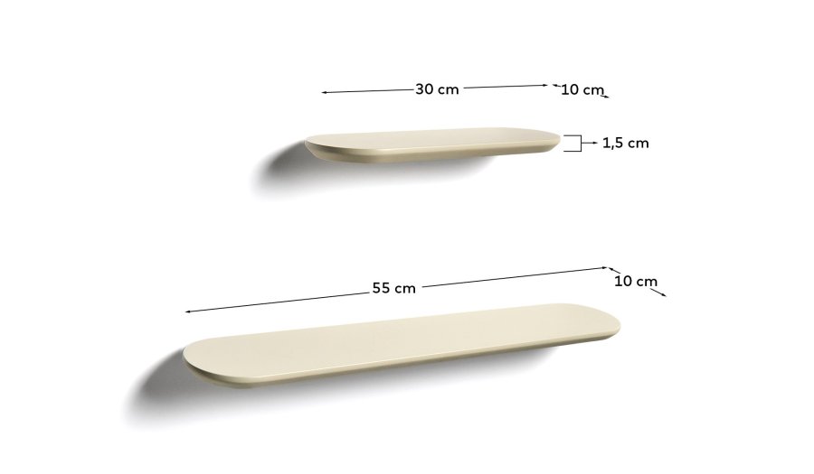 KAVE HOME Arely hylder - beige MDF (35cm/55cm) (s�t med 2)