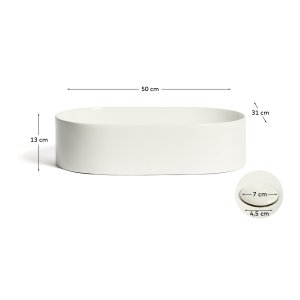 KAVE HOME Ovara bordvask, oval - hvid glaseret keramik (50x31)