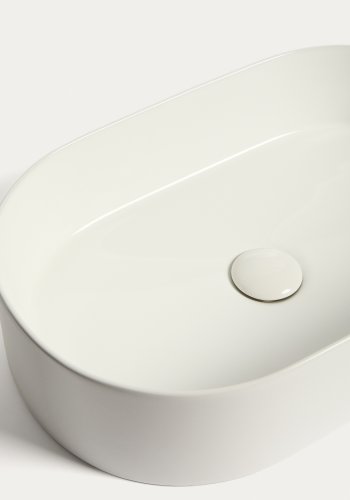 KAVE HOME Ovara bordvask, oval - hvid glaseret keramik (50x31)