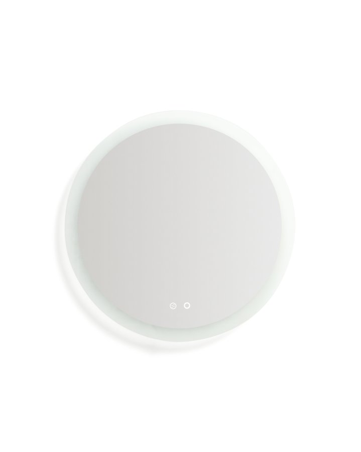 KAVE HOME Mervi badev�relsesspejl, m. LED-lys og antidug, rund - spejlglas og sandbl�st glas (�60)