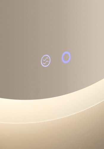 KAVE HOME Mervi badev�relsesspejl, m. LED-lys og antidug, rund - spejlglas og sandbl�st glas (�60)