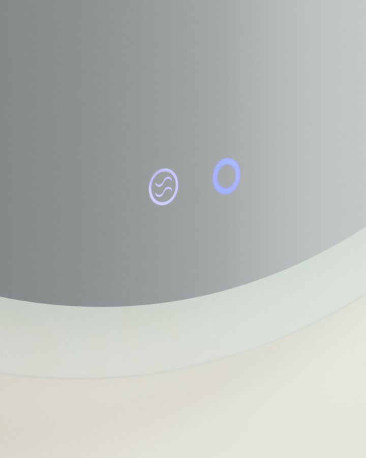 KAVE HOME Mervi badev�relsesspejl, m. LED-lys og antidug, rund - spejlglas og sandbl�st glas (�60)