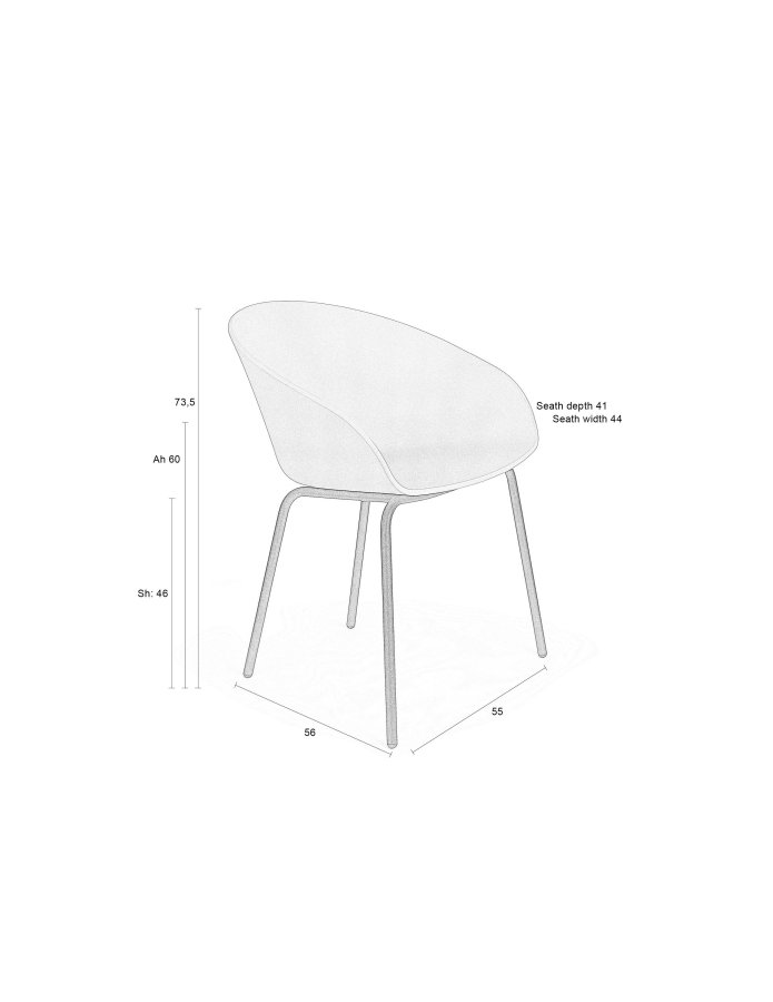 ZUIVER Void spisebordstol, m. armlen - melkehvit resirkulert polypropylen og sort stl