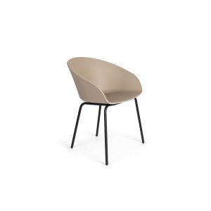 ZUIVER Void spisebordsstol, m. armln - latte brun genanvendt polypropylen og sort stl