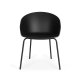 ZUIVER Void spisebordsstol, med armlener - svart resirkulert polypropylen og sort stl