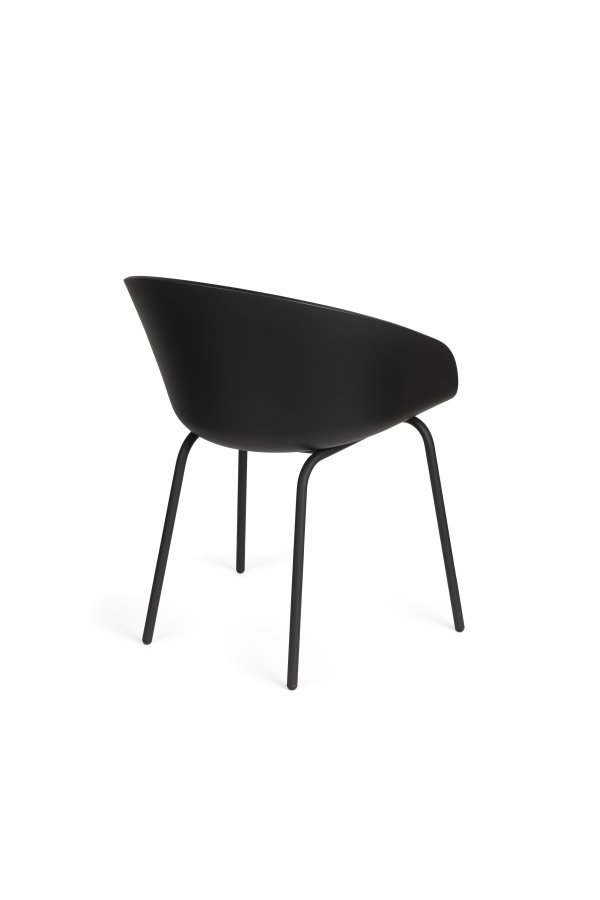 ZUIVER Void spisebordsstol, med armlener - svart resirkulert polypropylen og sort stl