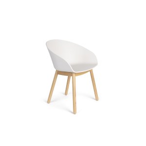 ZUIVER Void spisebordsstol, m. armln - mlkehvid genanvendt polypropylen og natur eg