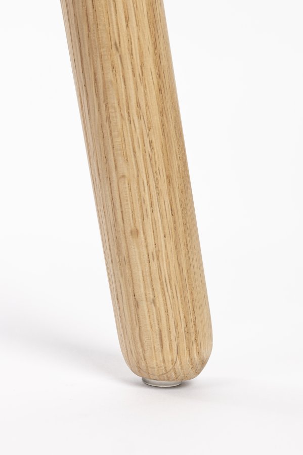 ZUIVER Void spisebordsstol, med armlener - melkehvit resirkulert polypropylen og naturlig eik