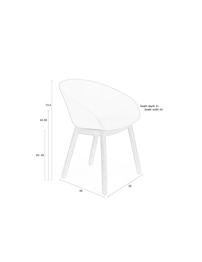 ZUIVER Void spisebordsstol, med armlener - melkehvit resirkulert polypropylen og naturlig eik