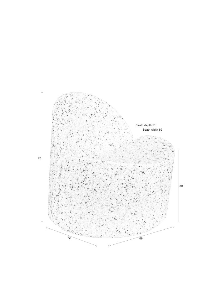 ZUIVER Bloom utendrs loungestol - svart granitt-look resirkulert exopixel