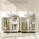 SONGMICS HOME Badev�relsesskab under vask, superhurtig v�rkt�jsfri montering, gulvst�ende opbevaringsskab med vaskefunktion, justerbar hylde, til h�ndvaske med/uden piedestal, rustik hvid BBC223WJ01