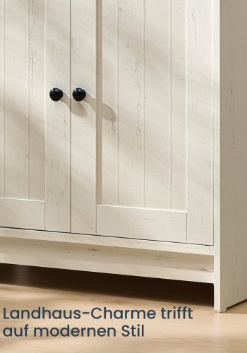 SONGMICS HOME Badev�relsesskab under vask, superhurtig v�rkt�jsfri montering, gulvst�ende opbevaringsskab med vaskefunktion, justerbar hylde, til h�ndvaske med/uden piedestal, rustik hvid BBC223WJ01