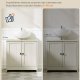 SONGMICS HOME Badev�relsesskab under vask, superhurtig v�rkt�jsfri montering, gulvst�ende opbevaringsskab med vaskefunktion, justerbar hylde, til h�ndvaske med/uden piedestal, rustik hvid BBC223WJ01